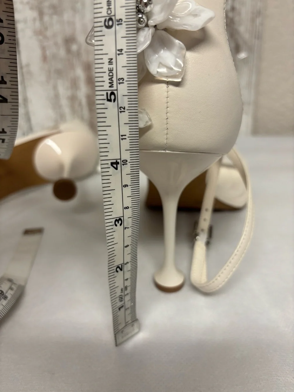 Vince Camuto Ivory Floral Ankle-Strap Stiletto Sandal